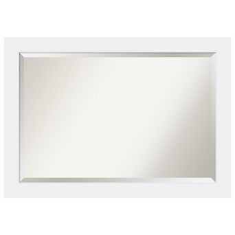 Corvino White Beveled Wood Bathroom Wall Mirror
