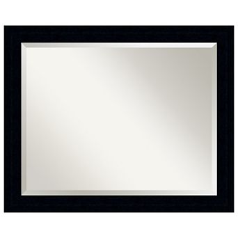 Tribeca Black Beveled Wood Bathroom Wall Mirror