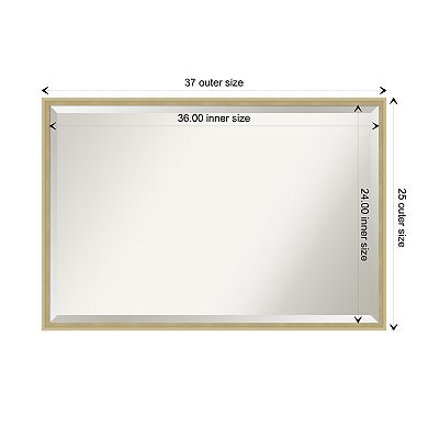 Lucie Champagne Beveled Wood Bathroom Wall Mirror