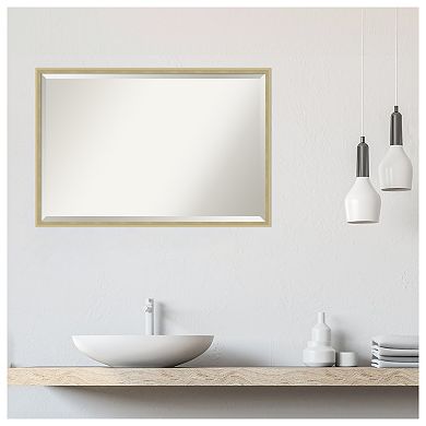 Lucie Champagne Beveled Wood Bathroom Wall Mirror