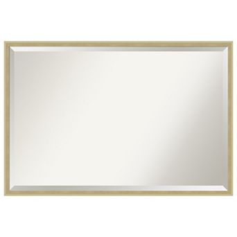 Lucie Champagne Beveled Wood Bathroom Wall Mirror