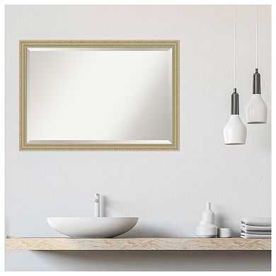 Champagne Teardrop Beveled Wood Bathroom Wall Mirror
