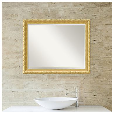 Versailles Gold Beveled Wood Bathroom Wall Mirror