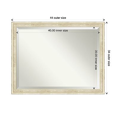 Country White Wash Beveled Wood Bathroom Wall Mirror