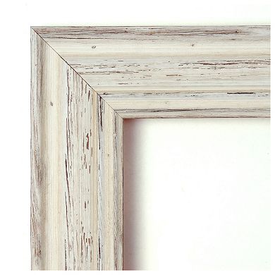 Country White Wash Beveled Wood Bathroom Wall Mirror