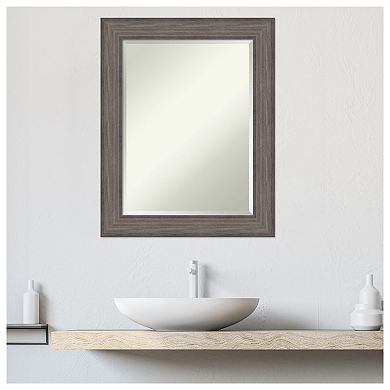 Country Barnwood Beveled Wood Bathroom Wall Mirror