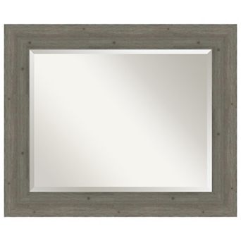 Fencepost Grey Beveled Wood Bathroom Wall Mirror