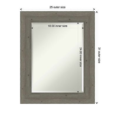 Fencepost Grey Beveled Wood Bathroom Wall Mirror