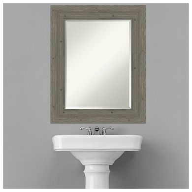 Fencepost Grey Beveled Wood Bathroom Wall Mirror