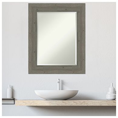 Fencepost Grey Beveled Wood Bathroom Wall Mirror