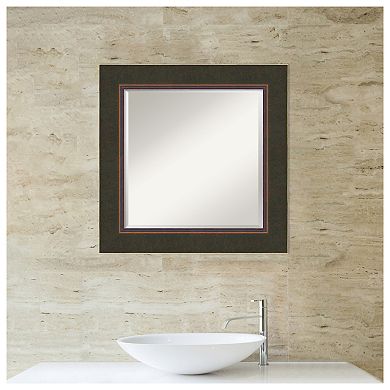 Milano Bronze Beveled Wood Bathroom Wall Mirror