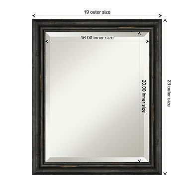 Rustic Pine Black Narrow Beveled Wood Bathroom Wall Mirror