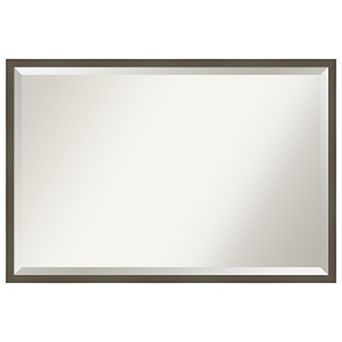 Svelte White Beveled Wood Bathroom Wall Mirror