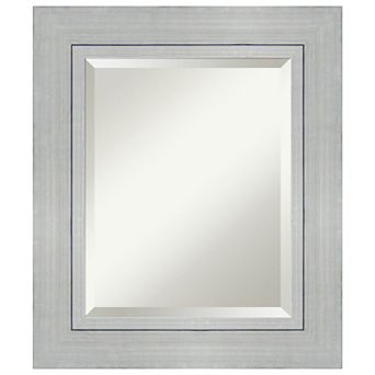 Romano Silver Beveled Wood Bathroom Wall Mirror