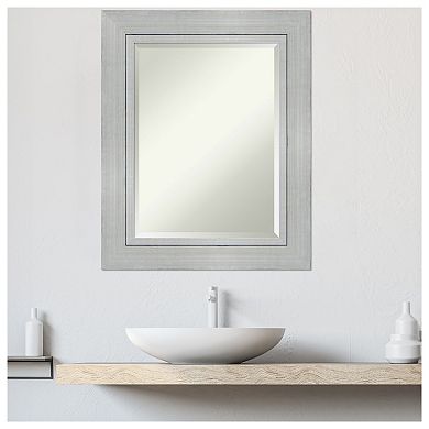 Romano Silver Beveled Wood Bathroom Wall Mirror
