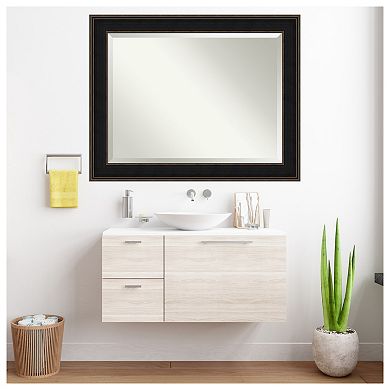 Mezzanine Espresso Beveled Wood Bathroom Wall Mirror