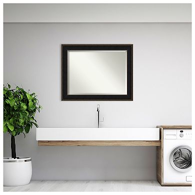 Mezzanine Espresso Beveled Wood Bathroom Wall Mirror