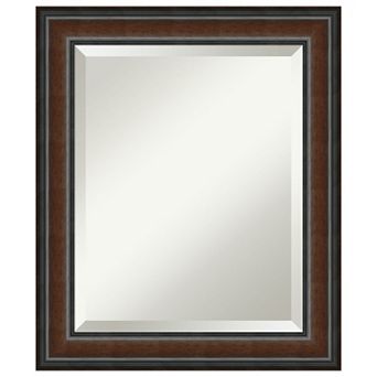 Cyprus Walnut Beveled Wood Bathroom Wall Mirror