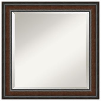 Cyprus Walnut Beveled Wood Bathroom Wall Mirror
