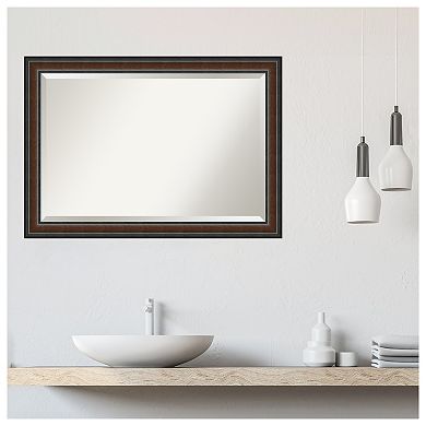 Cyprus Walnut Beveled Wood Bathroom Wall Mirror
