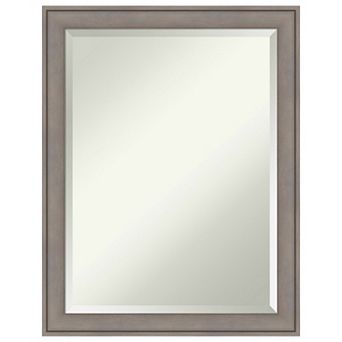Greywash Beveled Wood Bathroom Wall Mirror