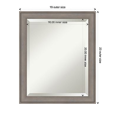 Greywash Beveled Wood Bathroom Wall Mirror