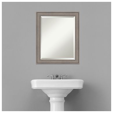 Greywash Beveled Wood Bathroom Wall Mirror