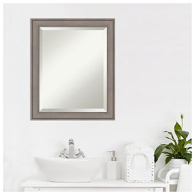 Greywash Beveled Wood Bathroom Wall Mirror