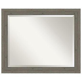 Fencepost Grey Narrow Beveled Wood Bathroom Wall Mirror