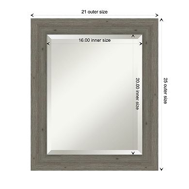 Fencepost Grey Narrow Beveled Wood Bathroom Wall Mirror