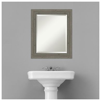 Fencepost Grey Narrow Beveled Wood Bathroom Wall Mirror