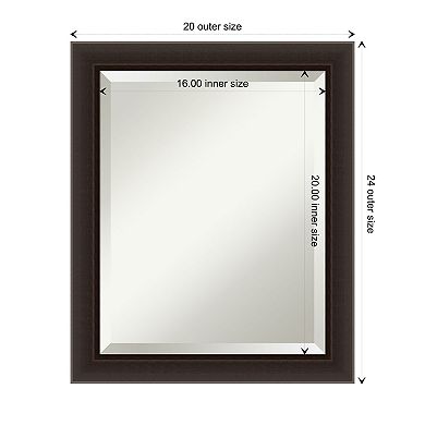Romano Espresso Narrow Beveled Wood Bathroom Wall Mirror