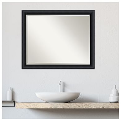 Nero Black Beveled Wood Bathroom Wall Mirror