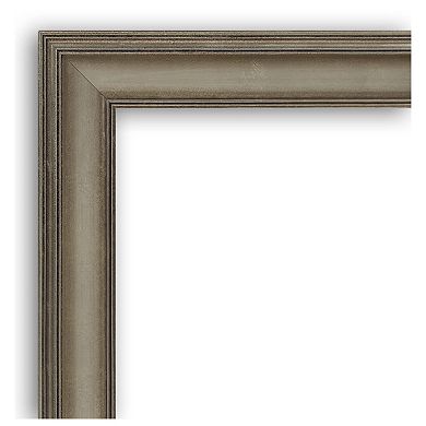 Mezzanine Antique Silver Narrow Beveled Wood Bathroom Wall Mirror