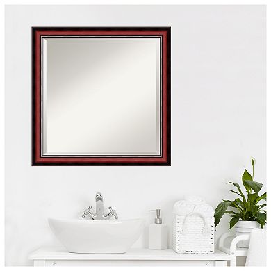 Rubino Cherry Scoop Beveled Wood Bathroom Wall Mirror