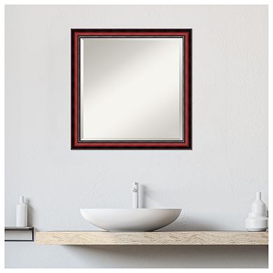 Rubino Cherry Scoop Beveled Wood Bathroom Wall Mirror