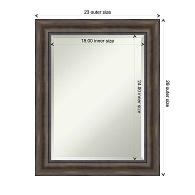Rustic Pine Brown Beveled Wood Bathroom Wall Mirror