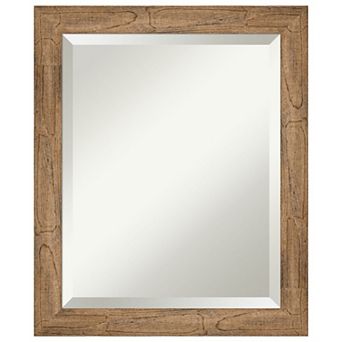 Owl Brown Narrow Beveled Wood Bathroom Wall Mirror