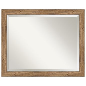 Owl Brown Narrow Beveled Wood Bathroom Wall Mirror