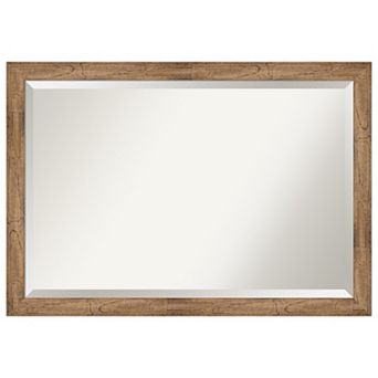 Owl Brown Narrow Beveled Wood Bathroom Wall Mirror