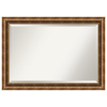 Manhattan Bronze Beveled Wood Bathroom Wall Mirror