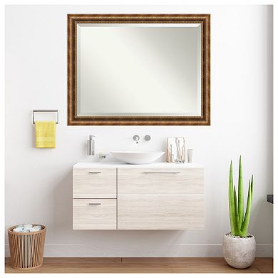 Manhattan Bronze Beveled Wood Bathroom Wall Mirror
