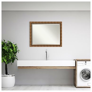Manhattan Bronze Beveled Wood Bathroom Wall Mirror