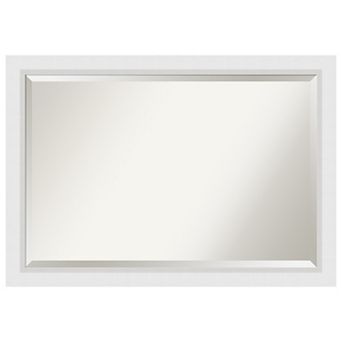 Blanco White Beveled Wood Bathroom Wall Mirror