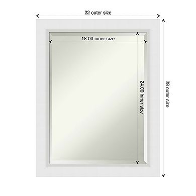 Blanco White Beveled Wood Bathroom Wall Mirror