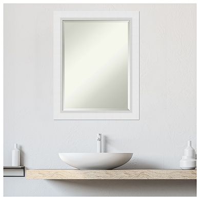 Blanco White Beveled Wood Bathroom Wall Mirror