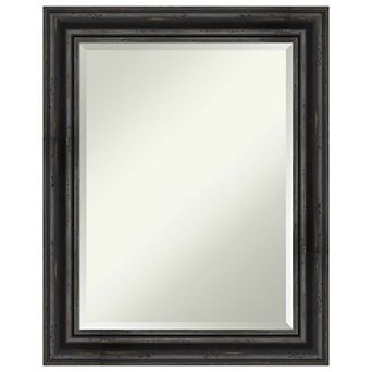 Rustic Pine Black Beveled Wood Bathroom Wall Mirror