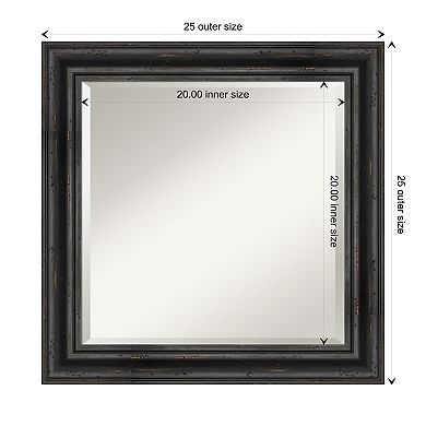 Rustic Pine Black Beveled Wood Bathroom Wall Mirror