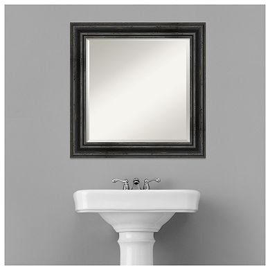 Rustic Pine Black Beveled Wood Bathroom Wall Mirror