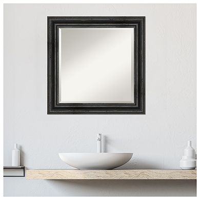 Rustic Pine Black Beveled Wood Bathroom Wall Mirror